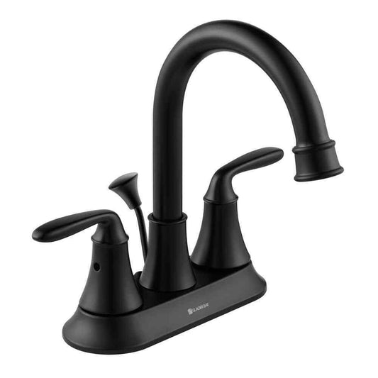 Glacier Bay Sadira 4" Centerset 2-Handle High-Arc Bathroom Faucet in Matte Black