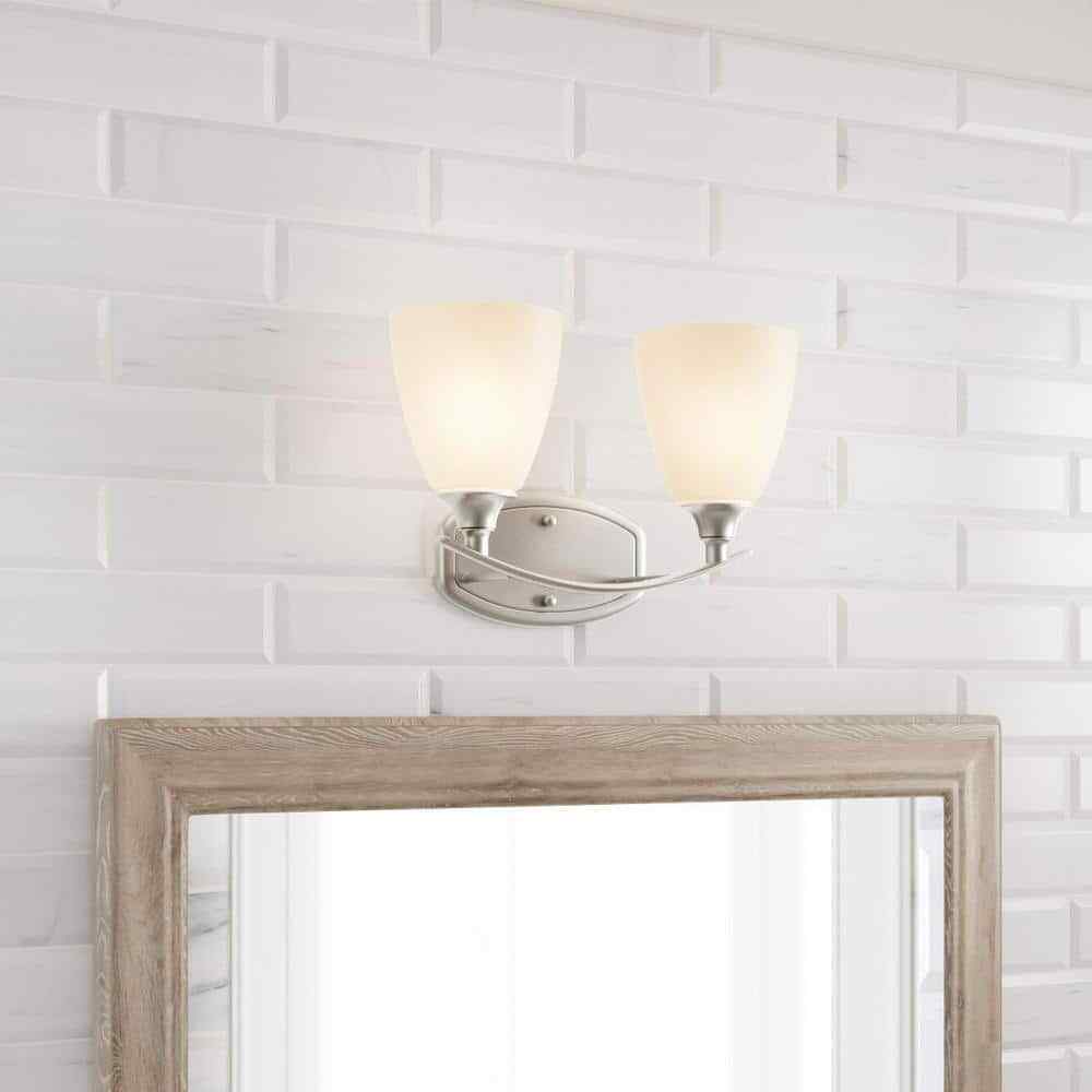 Home Decorators Stansbury Collection 2-Light Brushed Nickel Vanity Light