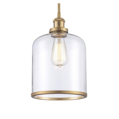 Bel Air Lighting Dorina 1-Light Antique Gold Mason Jar Hanging Pendant Light