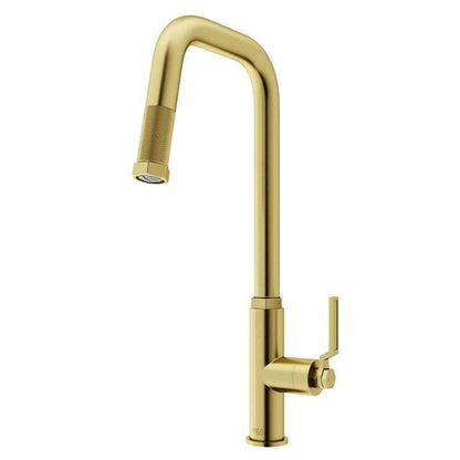 VIGO Hart Angular Single Handle Pull-Down Kitchen Faucet in Matte Brushed Gold