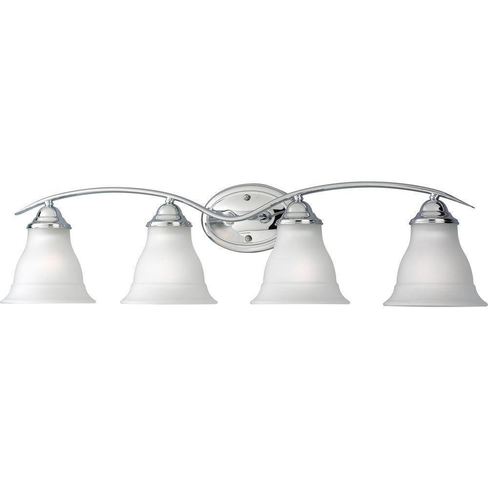 Progress Lighting Trinity Collection 4-Light Polished Chrome Glass Vanity Light