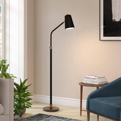 Meyer&Cross Austen 65 in. Matte Black and Brass Floor Lamp