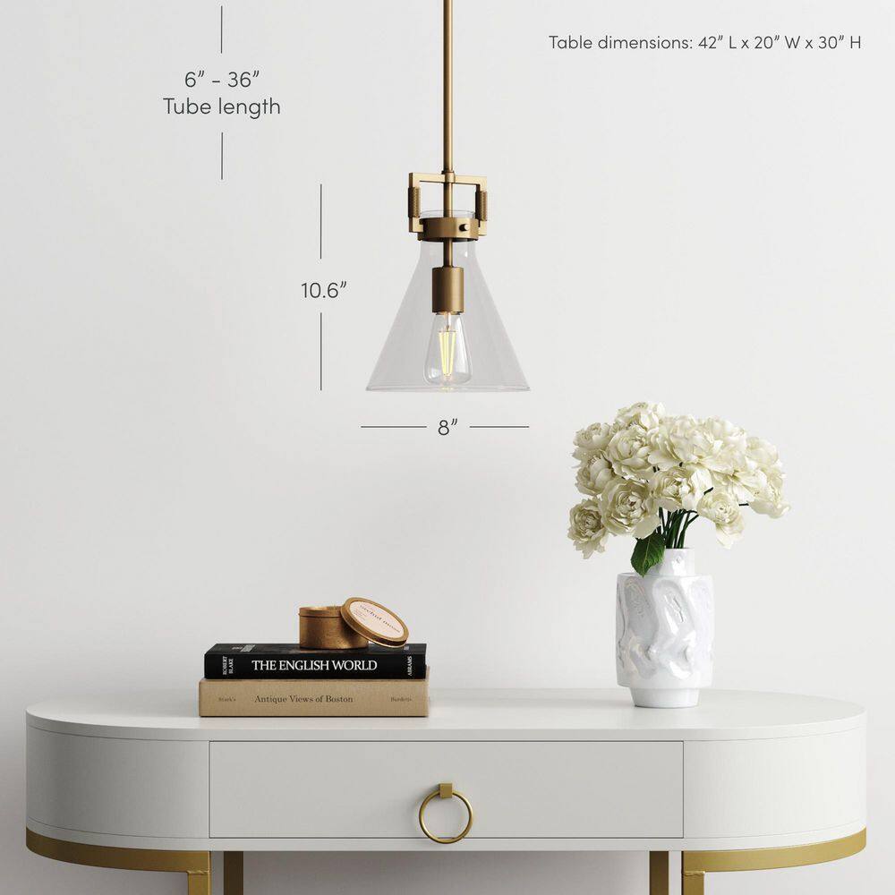 Nathan James Vincent Gold Modern Pendant Light Fixture w/ Adjustable Metal Stem