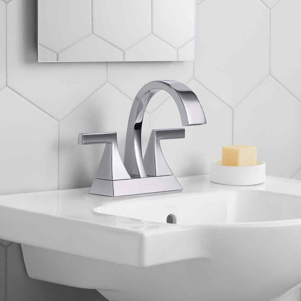 KOHLER Katun 4 in. Centerset 2-Handle Bathroom Faucet in Polished Chrome