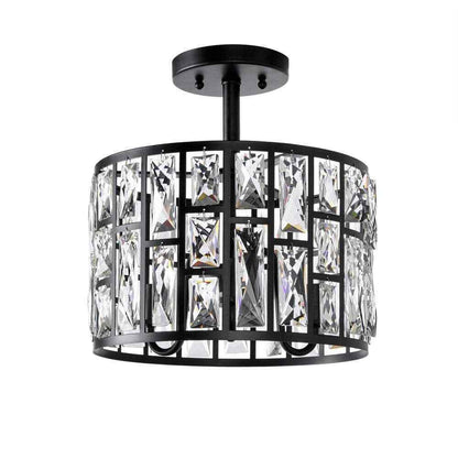 Home Decorators Kristella 12.5 in. 3-Light Matte Black Semi Flush Mount Light