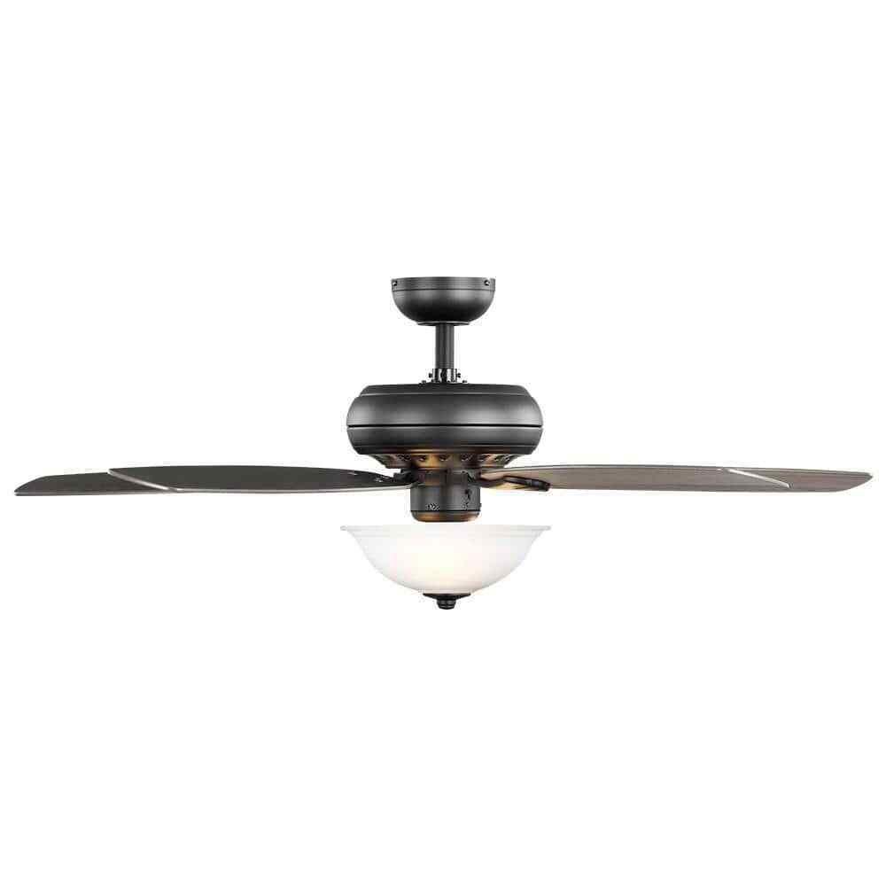 Hampton Bay Southwind II 52 in. Indoor LED Matte Black Ceiling Fan w/ Light Kit