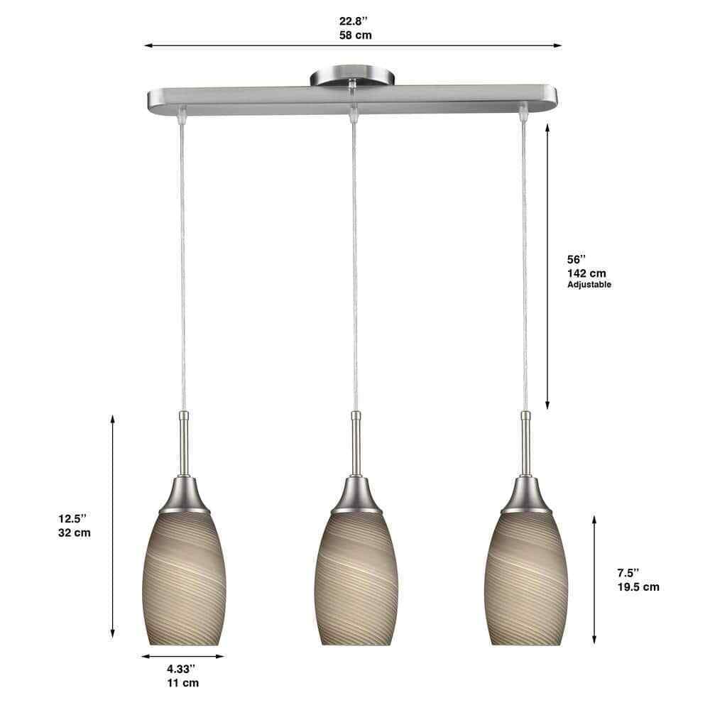 Peak 3-Light Nickel and Brown Pendant 1935-P3
