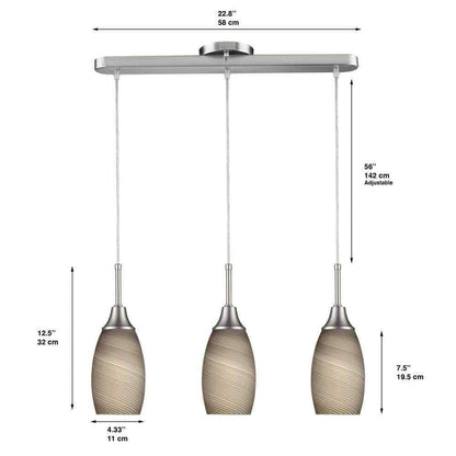 Peak 3-Light Nickel and Brown Pendant 1935-P3