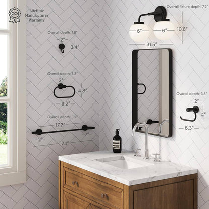 Nathan James Izzy Vanity Light Fixture Black Bathroom, 4-Piece Accessory Set