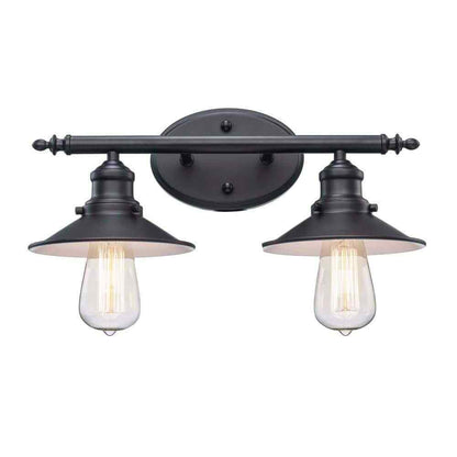 Hampton Bay Glenhurst 16 in. 2-Light Black Bathroom Vanity Light Fixture