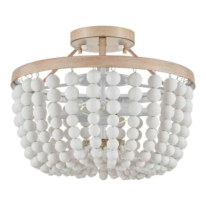 Hampton Bay Cayman 13 in. 2-Light Beaded Semi-Flush Mount Ceiling Light Fixture