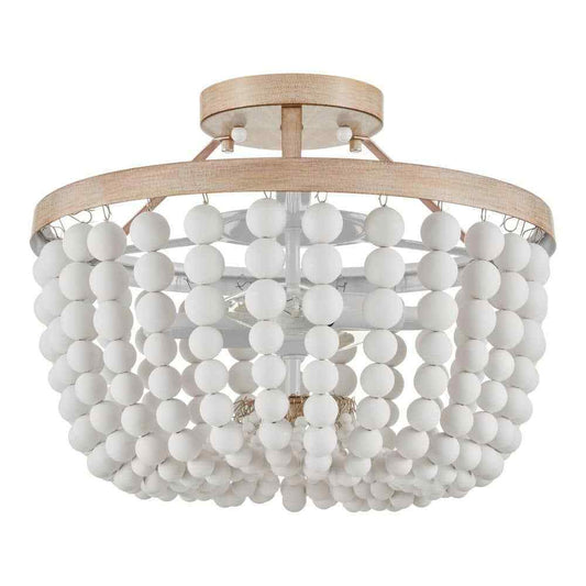 Hampton Bay Cayman 13 in. 2-Light Beaded Semi-Flush Mount Ceiling Light Fixture