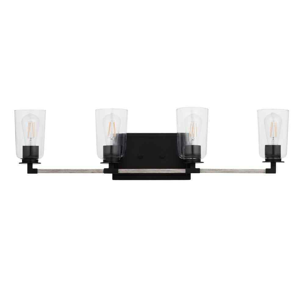 Home Decorators Walsh 34 in. 4-Light Black Coastal Bathroom Vanity Light