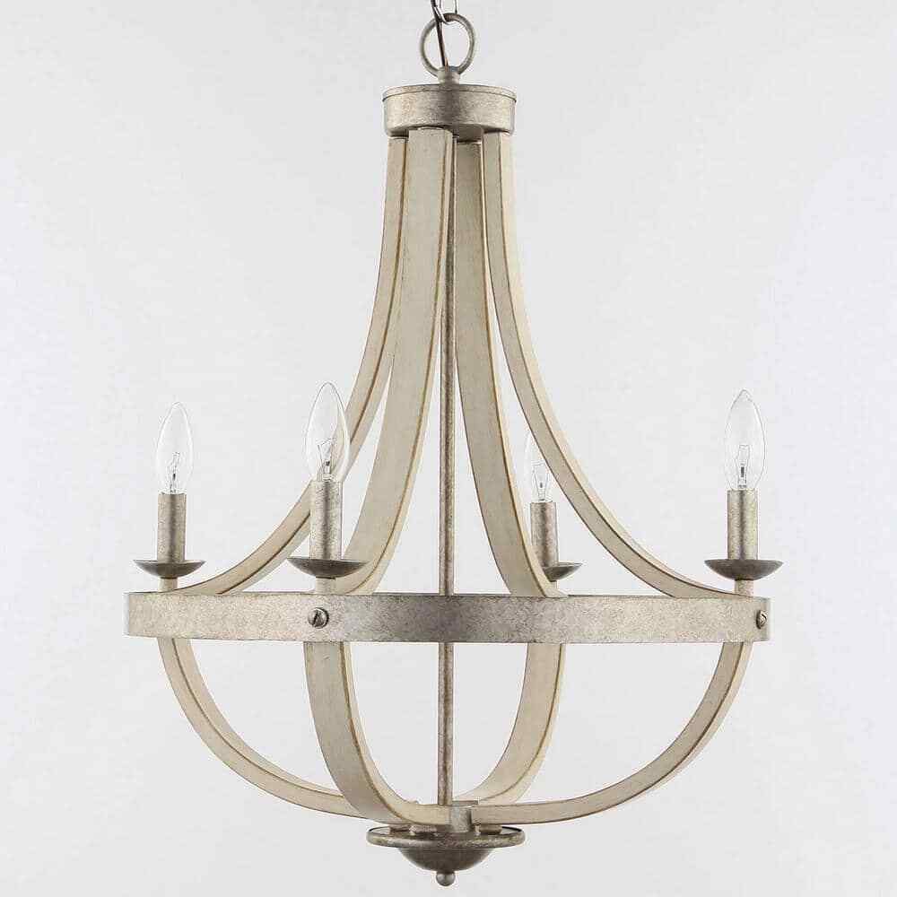 Home Decorators Keowee 21 in. 4-Light Silver Coastal Farmhouse Cage Chandelier