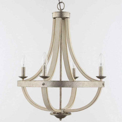 Home Decorators Keowee 21 in. 4-Light Silver Coastal Farmhouse Cage Chandelier