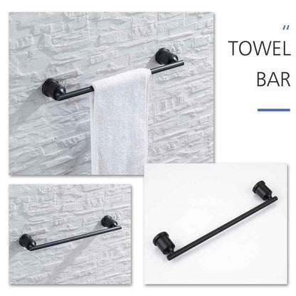 Boyel Living Matte Black 16 in. Bathroom Towel Bar Paper Holder Towel Ring Set