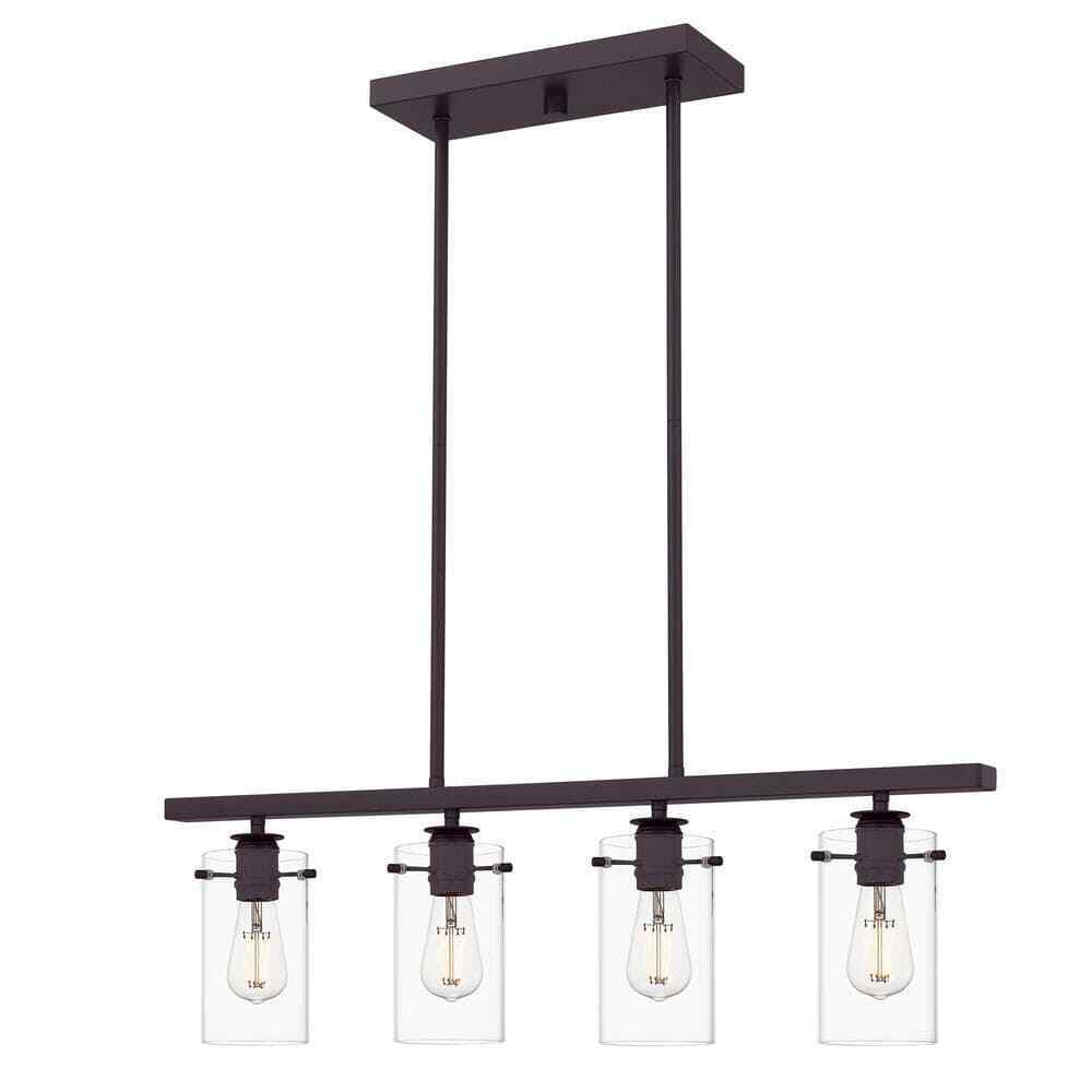 Hampton Bay Regan Espresso Linear Kitchen Chandelier w/ Glass Shades