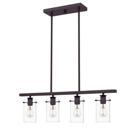 Hampton Bay Regan Espresso Linear Kitchen Chandelier w/ Glass Shades