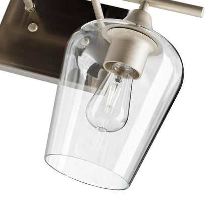 Merra 2-Light Brushed Nickel Wall Sconce Vanity Lights with Glass Shade