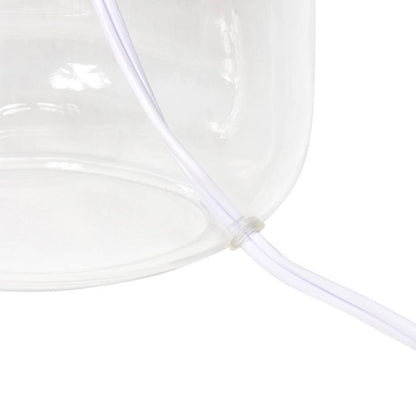 Simple Designs 13.75 in. Clear Glass Table Lamp with White Fabric Shade