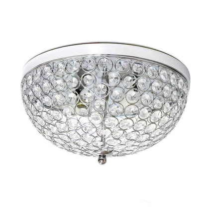 Elegant Designs Elipse 13 in. 2-Light Chrome and Crystal Flush Mount FM1000-CHR