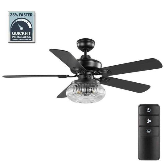 Home Decorators 52 in. Rimgate Indoor Matte Black LED Ceiling Fan w/ Remote