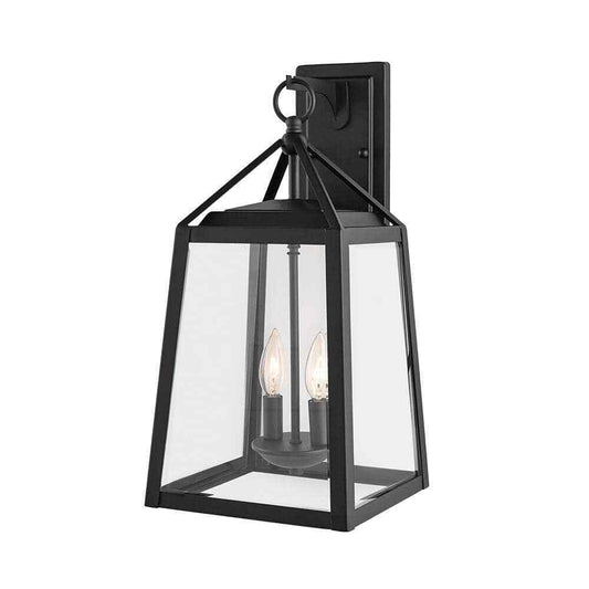 Home Decorators Blakeley Transitional 2-Light Black Outdoor Wall Lantern