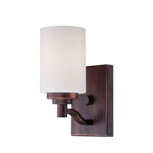 Millennium Lighting 1-Light Rubbed Bronze Sconce with Etched White Glass