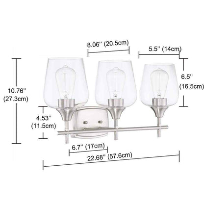 Pia Ricco 3-Lights Brush Nickle Wall Mount Vanity Light 1Jy-LP118881101