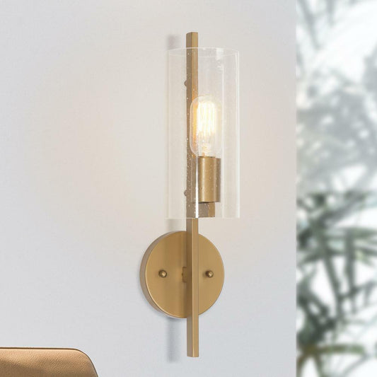 Uolfin Modern Cylinder Wall Sconce Lind 1-Light Brass Gold Tube Bathroom Light