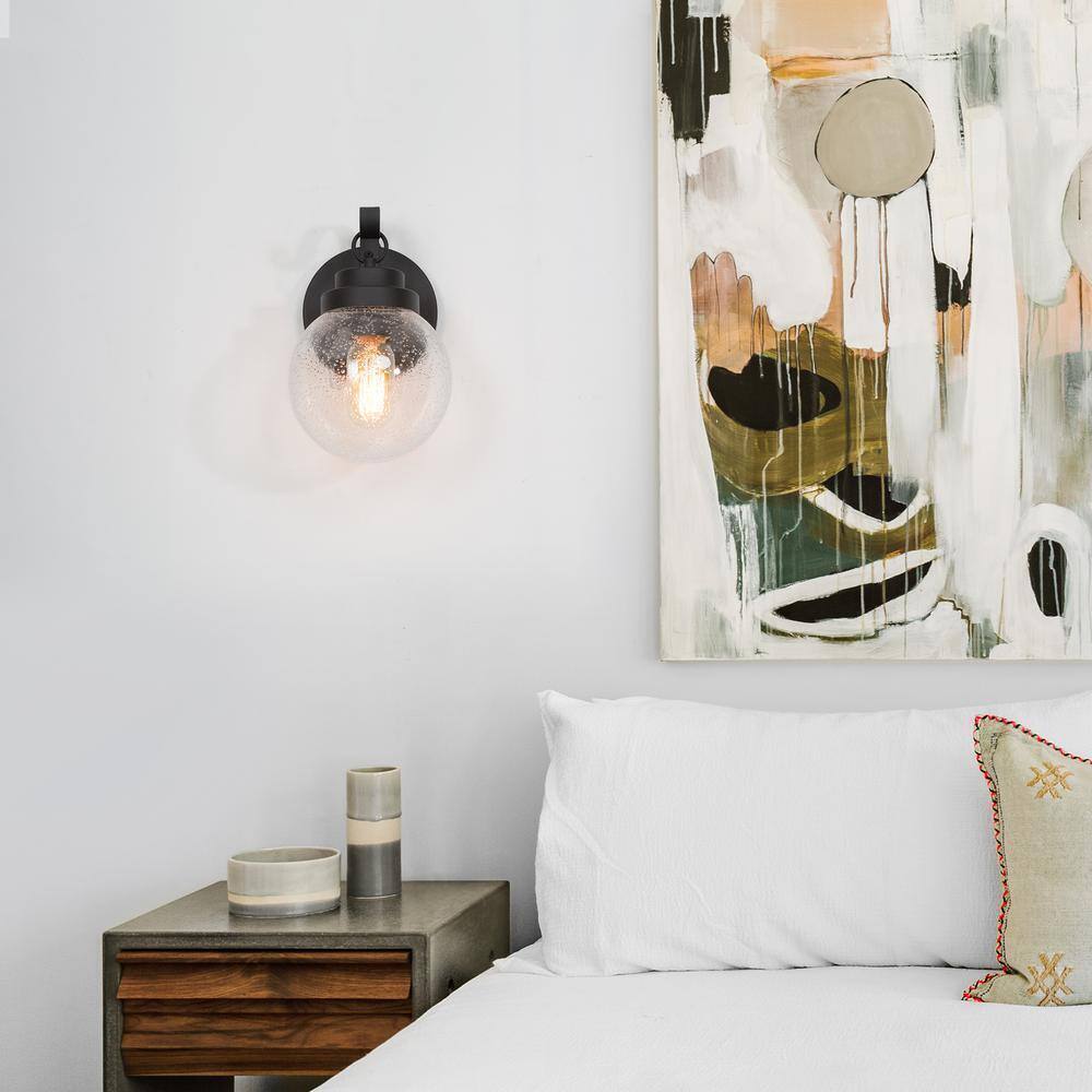 LNC Amonti Modern Farmhouse Matte Black Outdoor Wall Lantern Sconce
