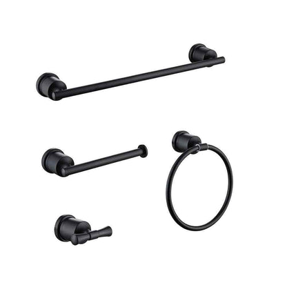 Boyel Living Matte Black 16 in. Bathroom Towel Bar Paper Holder Towel Ring Set