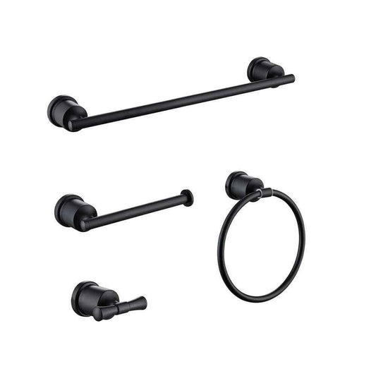 Boyel Living Matte Black 16 in. Bathroom Towel Bar Paper Holder Towel Ring Set