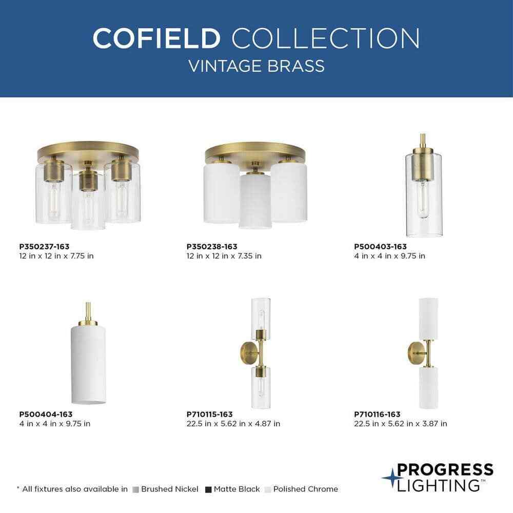 Progress Lighting Cofield 4 in. 1-Light Vintage Brass Transitional Pendant