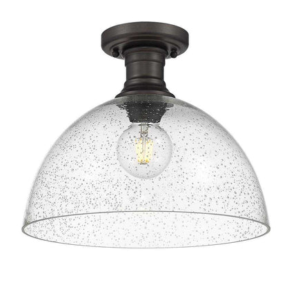 Golden Lighting Hines 11 in. 1-Light Rubbed Bronze Semi-Flush Mount