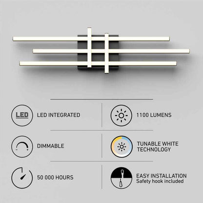Artika Grid 27 in. Light Matte Black LED 3 CCT Vanity Light Bar for Bathroom