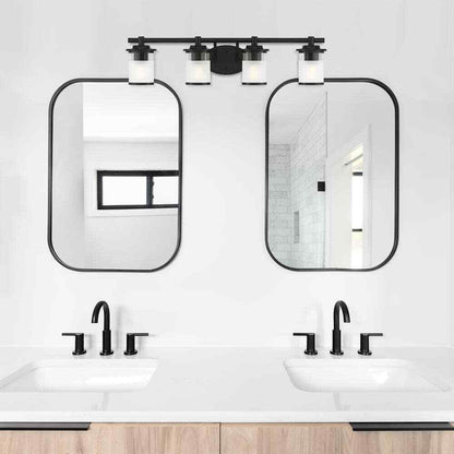 Hampton Bay Truitt 32.1 in. 4-Light Matte Black Modern Transitional Vanity