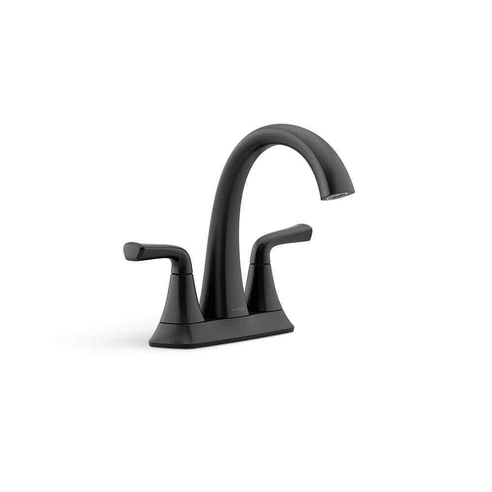 KOHLER Sundae 4 in. Centerset 2-Handles Bathroom Faucet in Matte Black