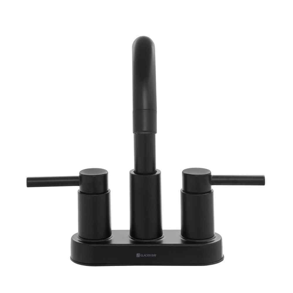 Glacier Bay Dorind 4" Centerset 2-Handle High-Arc Bathroom Faucet in Matte Black