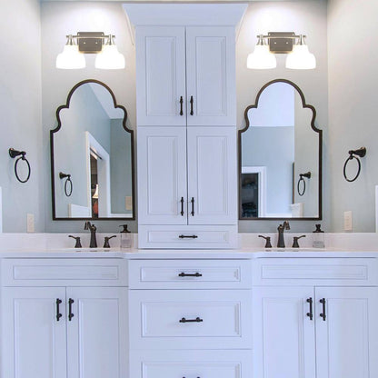 Cresswell 2-Lights Polished Nickel Vanity Light with Milk White Glass Shades