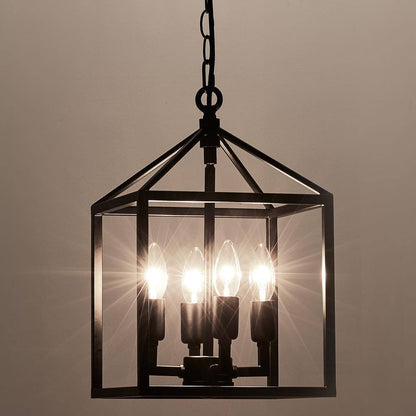 Merra 9.5 in. 4-Light Black Caged Chandelier