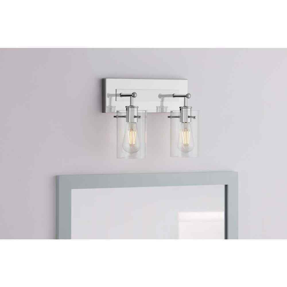 Hampton Bay Regan 12.75 in. 2-Light Chrome Bathroom Vanity Light