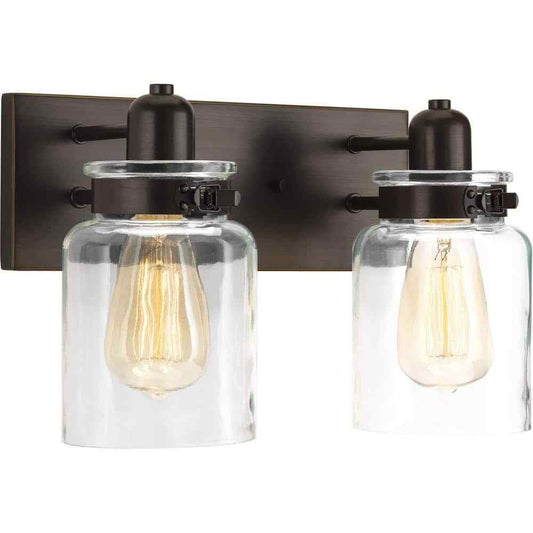 Progress Lighting Calhoun 2-Light Antique Bronze Clear Glass Bath Vanity Light