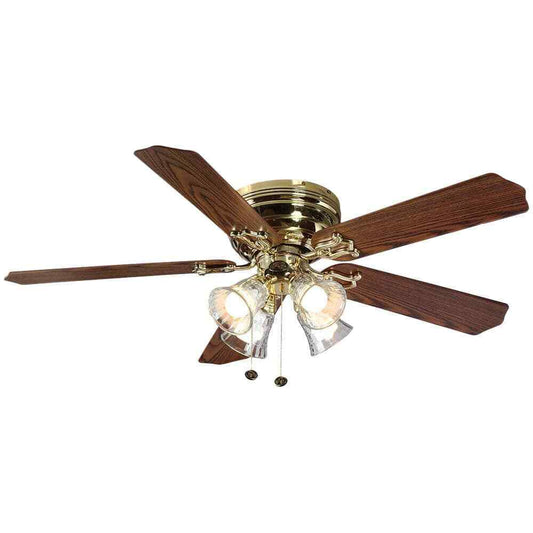 Hampton Bay Carriage House 52 in. LED Indoor Polished Brass Ceiling Fan