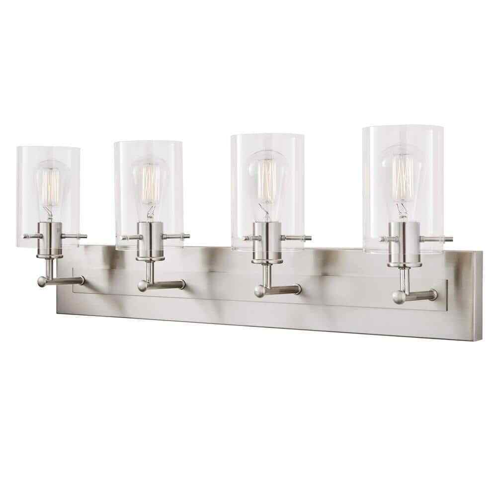 Hampton Bay Regan 29.13 in. 4-Light Brushed Nickel Bathroom Vanity Light