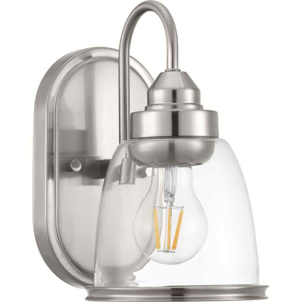 Progress Lighting Saluda Collection Brushed Nickel Clear Glass Vanity Light