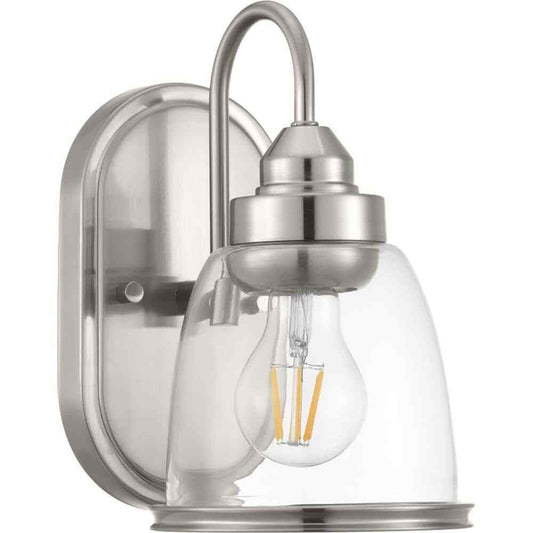 Progress Lighting Saluda Collection Brushed Nickel Clear Glass Vanity Light