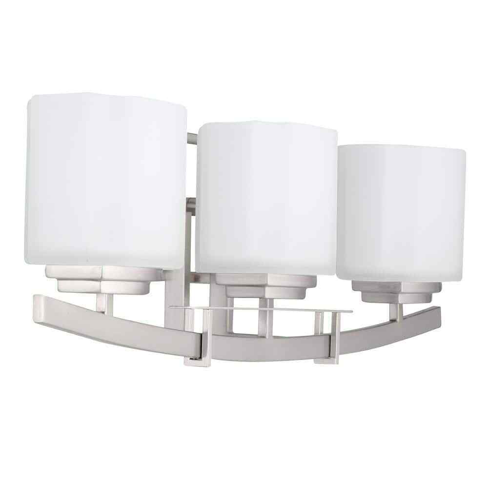 Hampton Bay Architecture 3-Light Brushed Nickel Vanity Light