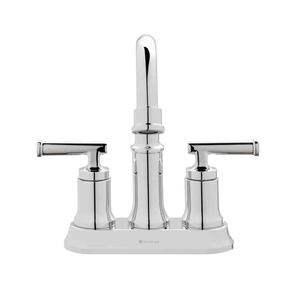 Glacier Bay Oswell 4 in. Centerset Double Handle High-Arc Bathroom Faucet Chrome