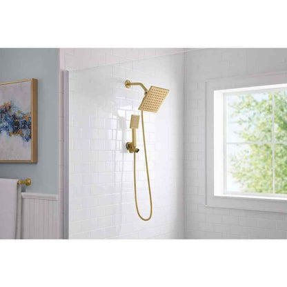 Glacier Bay Modern Dual Wall Mount Fixed and Handheld Shower Heads Matte Gold